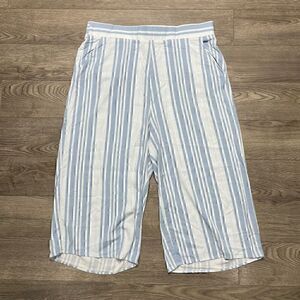Torrid Stripe Cotton Crop Lounge Sleep Pants Size 1 Loose Fitting Wide Leg